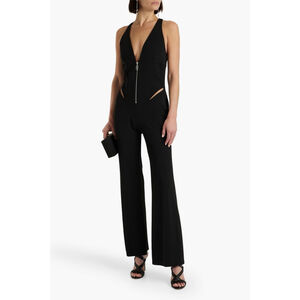 ET OCHS Ayden Plunge Neck Cutout Jersey Jumpsuit Black Womens Size 12 Sleeveless
